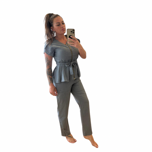 Grey peplum deluxe set